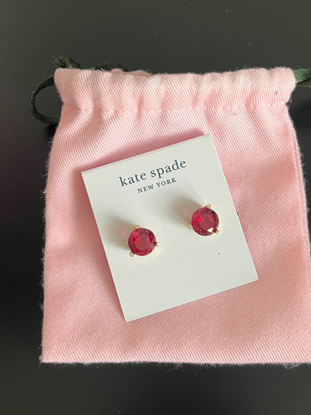 kate spade New York Gold-Tone Stud Earrings with Fuchsia Crystal